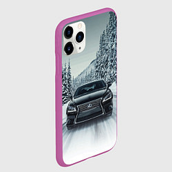 Чехол iPhone 11 Pro матовый Лексус - зимняя дорога!, цвет: 3D-фиолетовый — фото 2