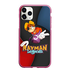 Чехол iPhone 11 Pro матовый Rayman на абстрактном фоне, цвет: 3D-малиновый