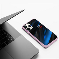 Чехол iPhone 11 Pro матовый AUDI NEON STRIPES GEOMETRY LINE, цвет: 3D-розовый — фото 2