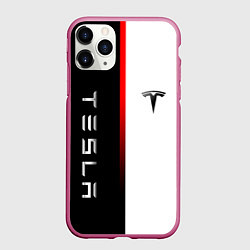 Чехол iPhone 11 Pro матовый ТЕСЛА -TESLA КРАСНАЯ ЛИНИЯ МИНИМАЛИЗМ