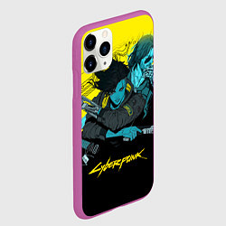 Чехол iPhone 11 Pro матовый Ви и Джонни Cyberpunk 2077 Vi johnny, цвет: 3D-фиолетовый — фото 2