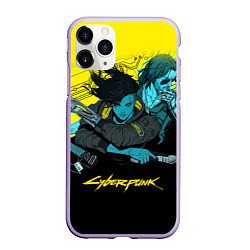 Чехол iPhone 11 Pro матовый Ви и Джонни Cyberpunk 2077 Vi johnny, цвет: 3D-светло-сиреневый