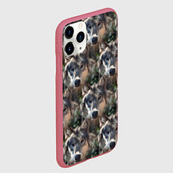 Чехол iPhone 11 Pro матовый Волки клипарт wolfs, цвет: 3D-малиновый — фото 2
