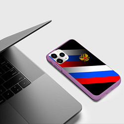 Чехол iPhone 11 Pro матовый ФЛАГ РОССИИ ЛИНИИ, цвет: 3D-фиолетовый — фото 2