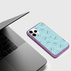 Чехол iPhone 11 Pro матовый Мир мурчащих котов 2, цвет: 3D-фиолетовый — фото 2