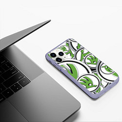 Чехол iPhone 11 Pro матовый Skoda Шкода Pattern, цвет: 3D-светло-сиреневый — фото 2