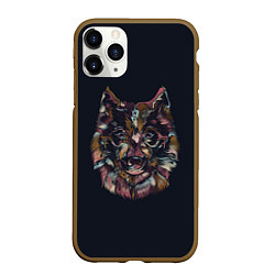 Чехол iPhone 11 Pro матовый Наблюдающий волк, цвет: 3D-коричневый