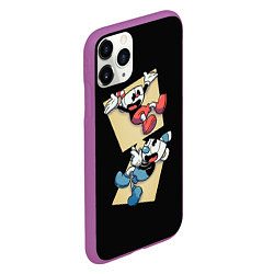 Чехол iPhone 11 Pro матовый Две веселые чашки Cuphead, цвет: 3D-фиолетовый — фото 2