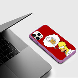 Чехол iPhone 11 Pro матовый Гомер думает о пиве Симпсоны Simpsons, цвет: 3D-фиолетовый — фото 2