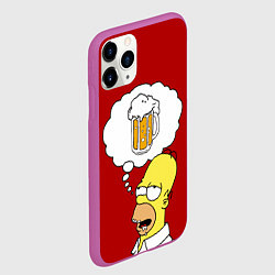 Чехол iPhone 11 Pro матовый Гомер думает о пиве Симпсоны Simpsons, цвет: 3D-фиолетовый — фото 2
