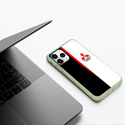 Чехол iPhone 11 Pro матовый MITSUBISHI МИНИМАЛИЗМ ЛИНИЯ, цвет: 3D-салатовый — фото 2