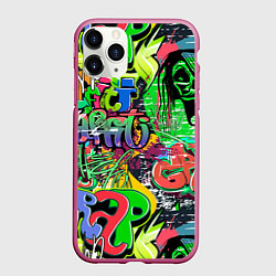 Чехол iPhone 11 Pro матовый Граффити с черепами
