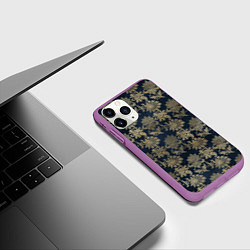 Чехол iPhone 11 Pro матовый Классические узоры цветы, цвет: 3D-фиолетовый — фото 2