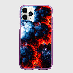 Чехол iPhone 11 Pro матовый 3D ЯДЕРНЫЙ КОСМИЧЕСКИЙ ВЗРЫВ ОГОНЬ