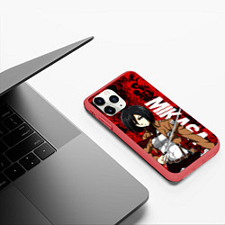 Чехол iPhone 11 Pro матовый АТАКА ТИТАНОВ, МИКАСА АККЕРМАН, цвет: 3D-красный — фото 2