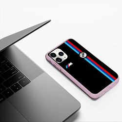 Чехол iPhone 11 Pro матовый БМВ 3 STRIPE BMW, цвет: 3D-розовый — фото 2