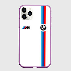 Чехол iPhone 11 Pro матовый БМВ 3 STRIPE BMW WHITE