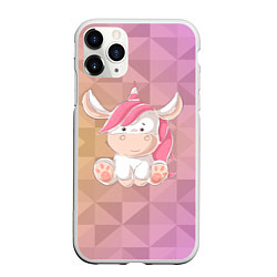Чехол iPhone 11 Pro матовый Единорог с розовыми волосами, цвет: 3D-белый