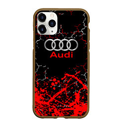 Чехол iPhone 11 Pro матовый AUDI АУДИ брызги, цвет: 3D-коричневый