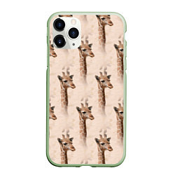 Чехол iPhone 11 Pro матовый Голова жирафа паттерн