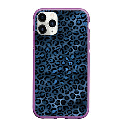 Чехол iPhone 11 Pro матовый Синяя леопардовая шкура, цвет: 3D-фиолетовый