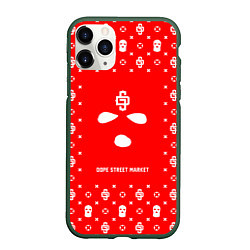 Чехол iPhone 11 Pro матовый Узор Red Phantom Ski Mask Dope Street Market, цвет: 3D-темно-зеленый