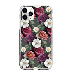 Чехол iPhone 11 Pro матовый Bouquet of flowers pattern, цвет: 3D-белый