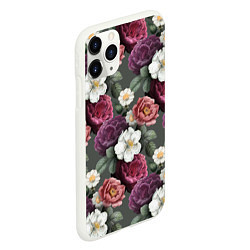 Чехол iPhone 11 Pro матовый Bouquet of flowers pattern, цвет: 3D-белый — фото 2