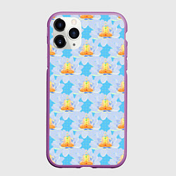 Чехол iPhone 11 Pro матовый YOGA медитация, цвет: 3D-фиолетовый