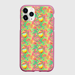 Чехол iPhone 11 Pro матовый Магические Грибы Психоделика, цвет: 3D-малиновый