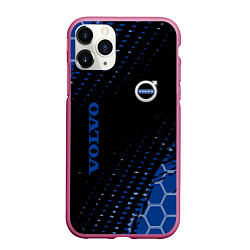 Чехол iPhone 11 Pro матовый Volvo - Вольво Sport соты, цвет: 3D-малиновый