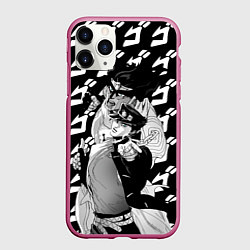 Чехол iPhone 11 Pro матовый ДЖОТАРО Куджо JOJO жожо, цвет: 3D-малиновый