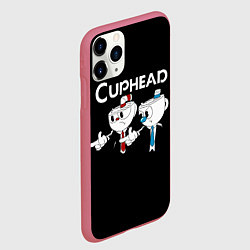 Чехол iPhone 11 Pro матовый Cuphead грозные ребята из Криминального чтива, цвет: 3D-малиновый — фото 2