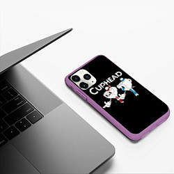 Чехол iPhone 11 Pro матовый Cuphead грозные ребята из Криминального чтива, цвет: 3D-фиолетовый — фото 2