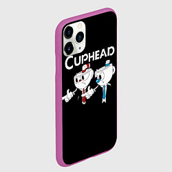 Чехол iPhone 11 Pro матовый Cuphead грозные ребята из Криминального чтива, цвет: 3D-фиолетовый — фото 2