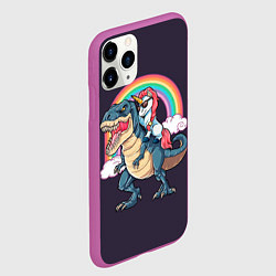 Чехол iPhone 11 Pro матовый Модный Единорог На Динозавре, цвет: 3D-фиолетовый — фото 2