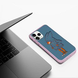 Чехол iPhone 11 Pro матовый Лис-хипстер, цвет: 3D-розовый — фото 2