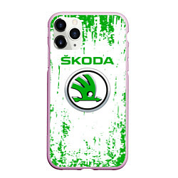 Чехол iPhone 11 Pro матовый Skoda Брызги, цвет: 3D-розовый