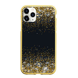 Чехол iPhone 11 Pro матовый Золотые блестки на темном фоне Сияющий глиттер, бл
