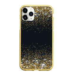 Чехол iPhone 11 Pro матовый Золотые блестки на темном фоне Сияющий глиттер, бл, цвет: 3D-желтый