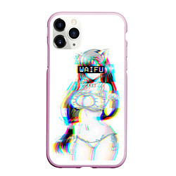 Чехол iPhone 11 Pro матовый Кошкодевочка Waifu, цвет: 3D-розовый