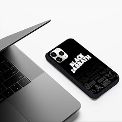 Чехол iPhone 11 Pro матовый Black Sabbath логотипы рок групп, цвет: 3D-черный — фото 2