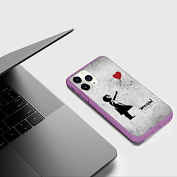 Чехол iPhone 11 Pro матовый Бэнкси Всегда есть надежда There is Always Hope Ba, цвет: 3D-фиолетовый — фото 2
