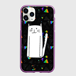 Чехол iPhone 11 Pro матовый Белый длинный кот, цвет: 3D-фиолетовый