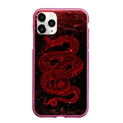 Чехол iPhone 11 Pro матовый Красная Змея Red Snake Глитч