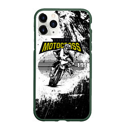 Чехол iPhone 11 Pro матовый Motocross Мотокросс, цвет: 3D-темно-зеленый