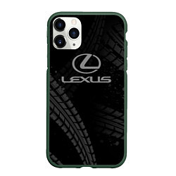 Чехол iPhone 11 Pro матовый Lexus следы шин