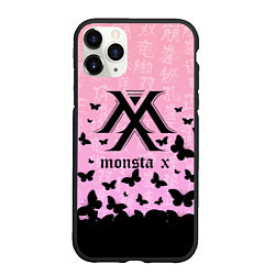 Чехол iPhone 11 Pro матовый MONSTA X БАБОЧКИ, цвет: 3D-черный