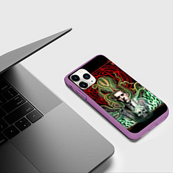 Чехол iPhone 11 Pro матовый Г Лавкрафт и хтонические щупальца, цвет: 3D-фиолетовый — фото 2