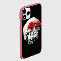 Чехол iPhone 11 Pro матовый Череп Розы, цвет: 3D-малиновый — фото 2
